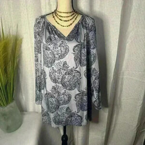 Pure J Jill Women’s Medium Periwinkle Paisley Lavender Long Sleeve Soft Tunic